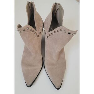 Marc Fisher Tan Pointed Toe Studded Booties Size 9.5